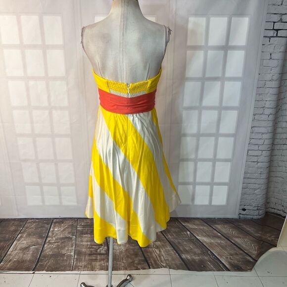Maeve Anthropologie Sunshine yellow and white Striped Dress size 6P - Picture 9 of 16